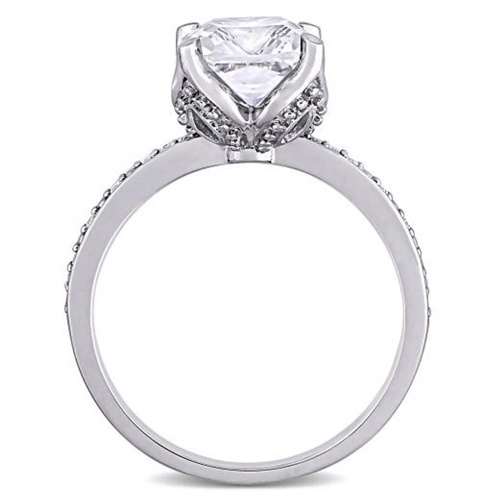 Julianna B 10K White Gold Created White Sapphire & 0.06CTW Diamond Bridal Ring