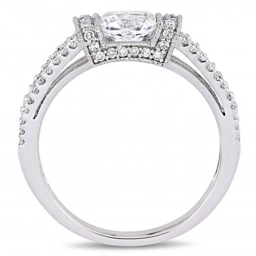 Julianna B 10K White Gold Created White Sapphire & Diamond Bridal Ring