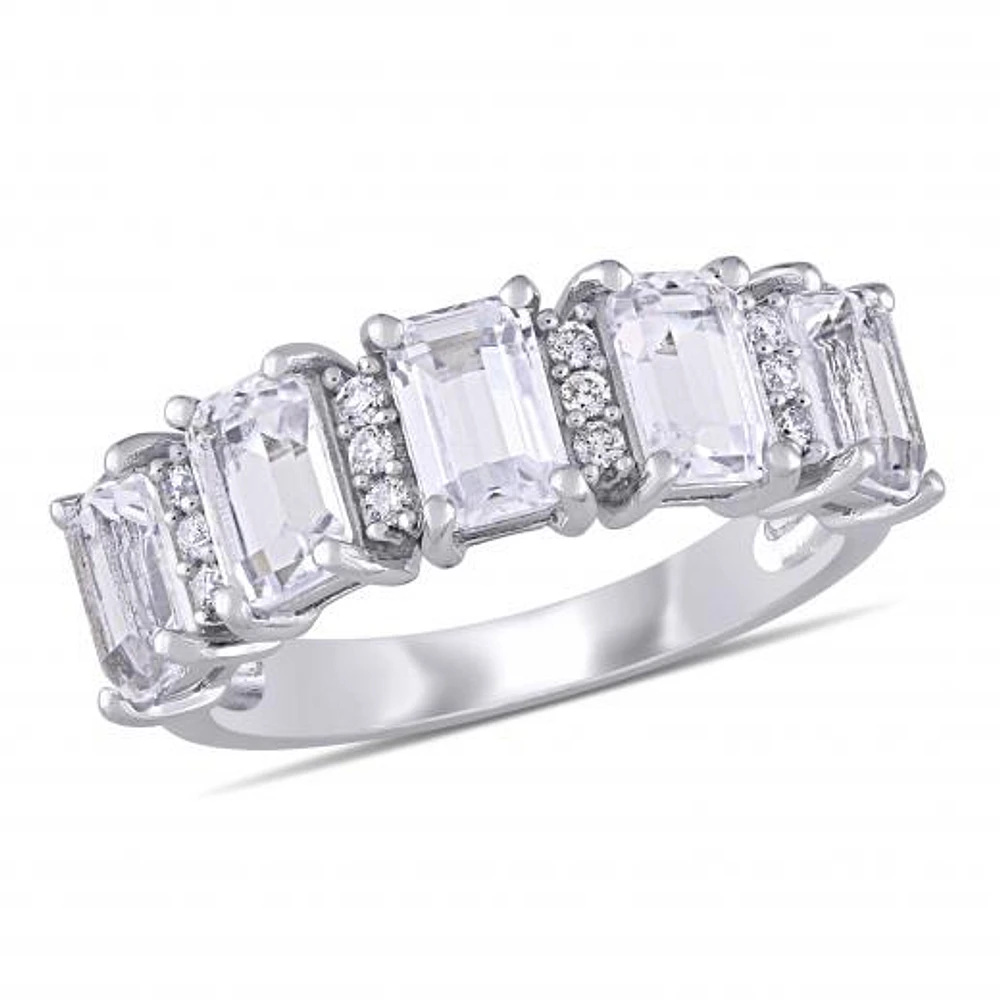 Julianna B 10K White Gold Created Sapphire & 0.10CTW Diamond Ring