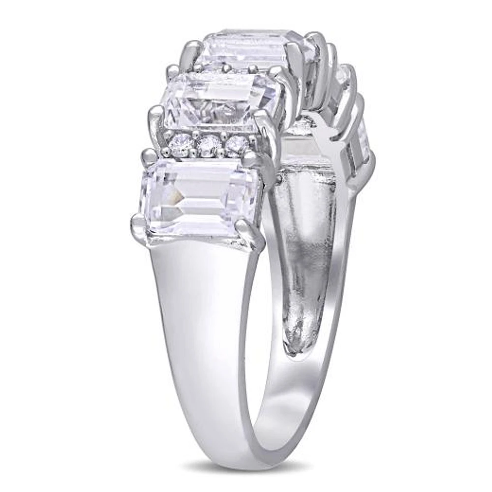 Julianna B 10K White Gold Created Sapphire & 0.10CTW Diamond Ring