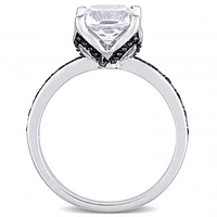 Julianna B 10K White Gold Created White Sapphire & Black 0.06CTW Diamond Ring