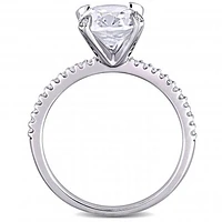Julianna B 10K White Gold Created White Sapphire & 0.1CTW Diamond Bridal Ring