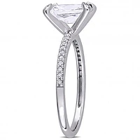 Julianna B 10K White Gold Created White Sapphire & Diamond Engagement Ring