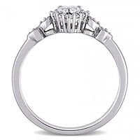 Julianna B Sterling Silver Created White Sapphire & 0.012CTW Diamond Heart Ring