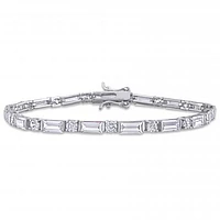 Julianna B Sterling Silver White Cubic Zirconia Tennis Bracelet