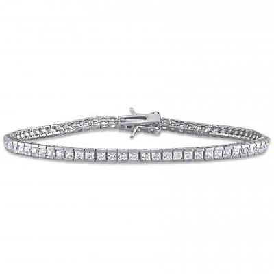 Sterling Silver White Cubic Zirconia Tennis Bracelet