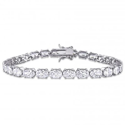Julianna B Sterling Silver White Cubic Zirconia Oval Tennis Bracelet