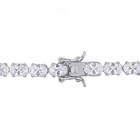Julianna B Sterling Silver White Cubic Zirconia Oval Tennis Bracelet
