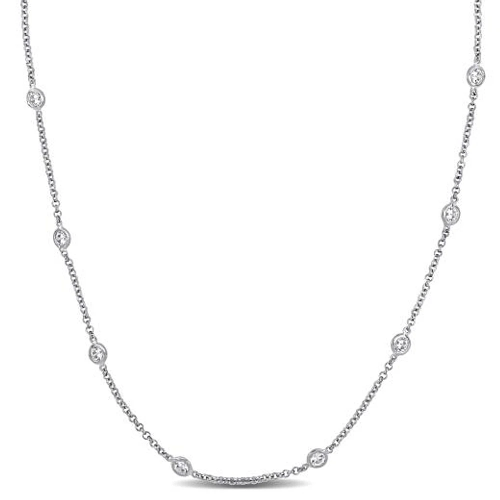 Julianna B Sterling Silver Cubic Zirconia By The Yard Station Necklace