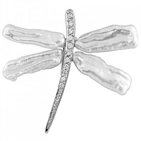 Sterling Silver Fancy Butterfly Shaped Keshi Pearl Brooch