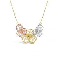 10K Tri-Colour 17" Flowers Necklace