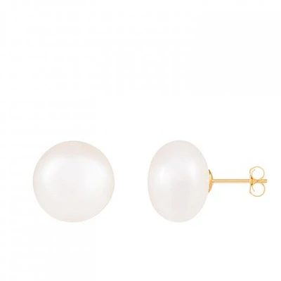 14K Yellow Gold 12-13mm Freshwater Pearl Earrings