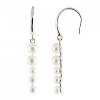 Sterling Silver 3-5mm Graduated White Freshwater Pearl Earrings