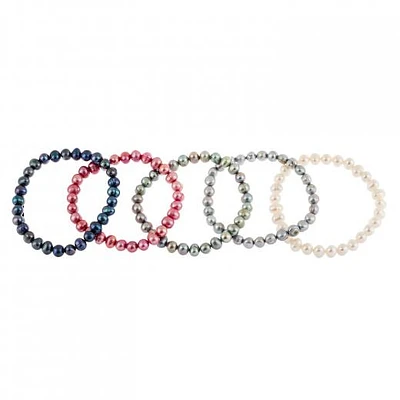 Set of 5 6-7mm Freshwater Pearl Elastic Bracelets
