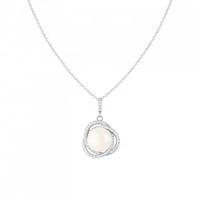 Sterling Silver 11-12mm Fancy Halo Pearl & Cubic Zirconia Pendant