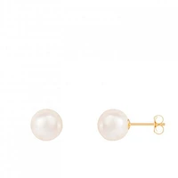 14K Yellow Gold 8mm Japanese Akoya Pearl Stud Earrings
