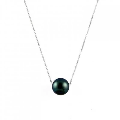 Sterling Silver 8-9mm Tahitian Pearl Slider Pendant