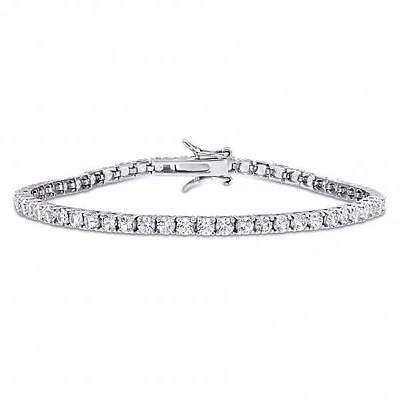Julianna B Sterling Silver Created White Sapphire Tennis Bracelet 7"