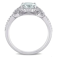 Julianna B 10K White Gold Aquamarine & 0.33CTW Diamond Ring