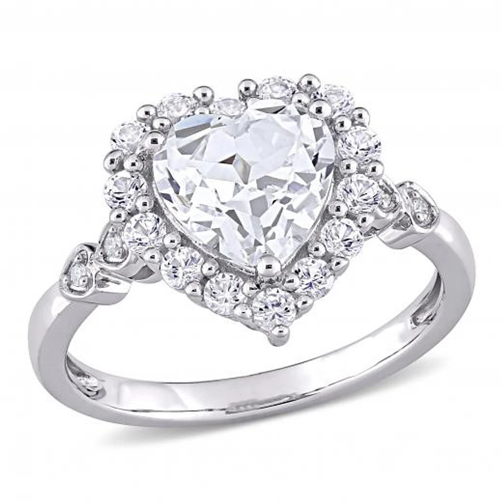 Julianna B 10K White Gold Created Sapphire & Diamond Accent Ring