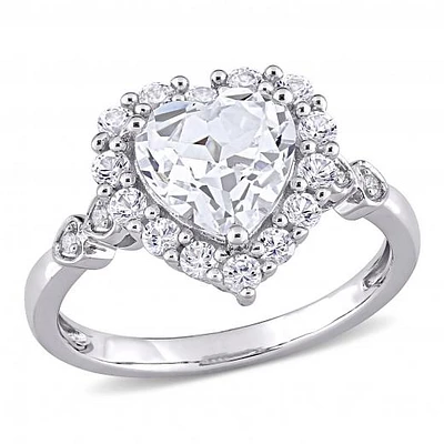 Julianna B 10K White Gold Created Sapphire & Diamond Accent Ring