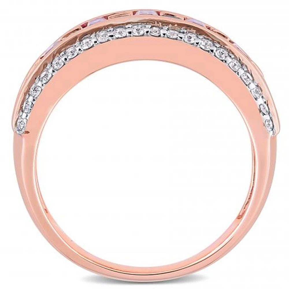 Julianna B 10K Rose Gold Amethyst & White Topaz Ring