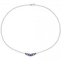 Julianna B Sterling Silver Created Blue & Created White Sapphire Necklace