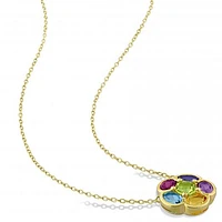 Julianna B Sterling Silver Multi Gemstone Floral Pendant