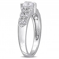 Julianna B Sterling Silver 0.06CTW Diamond & Created White Sapphire Ring