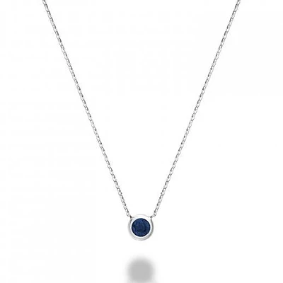 Les Bijoux 10K White Gold Bezel Set Blue Sapphire Necklace