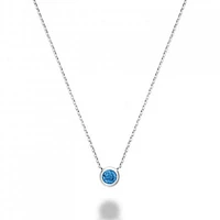 Les Bijoux 10k White Gold Bezel Set Blue Topaz Necklace