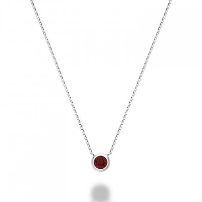 Les Bijoux 10k White Gold Bezel Set Garnet Necklace