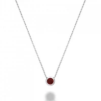 Les Bijoux 10k White Gold Bezel Set Garnet Necklace