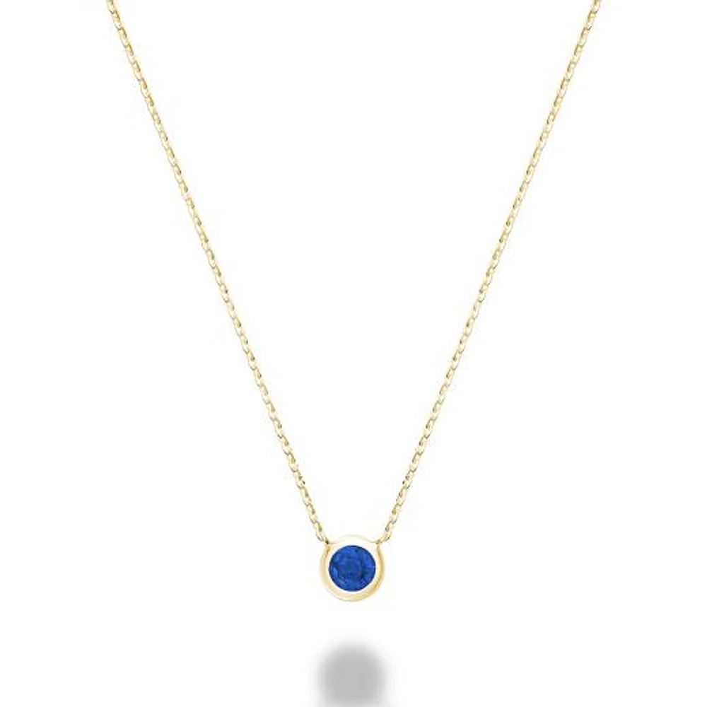 Les Bijoux 10k Yellow Gold Bezel Set Blue Sapphire Necklace
