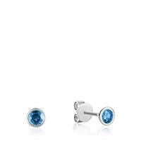 Les Bijoux 10K White Gold Bezel Set Blue Topaz Earrings