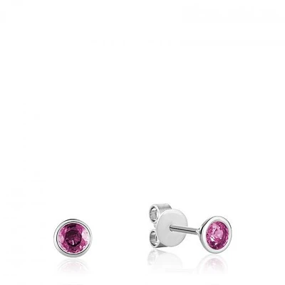 Les Bijoux 10K White Gold Bezel Set Pink Topaz Earrings