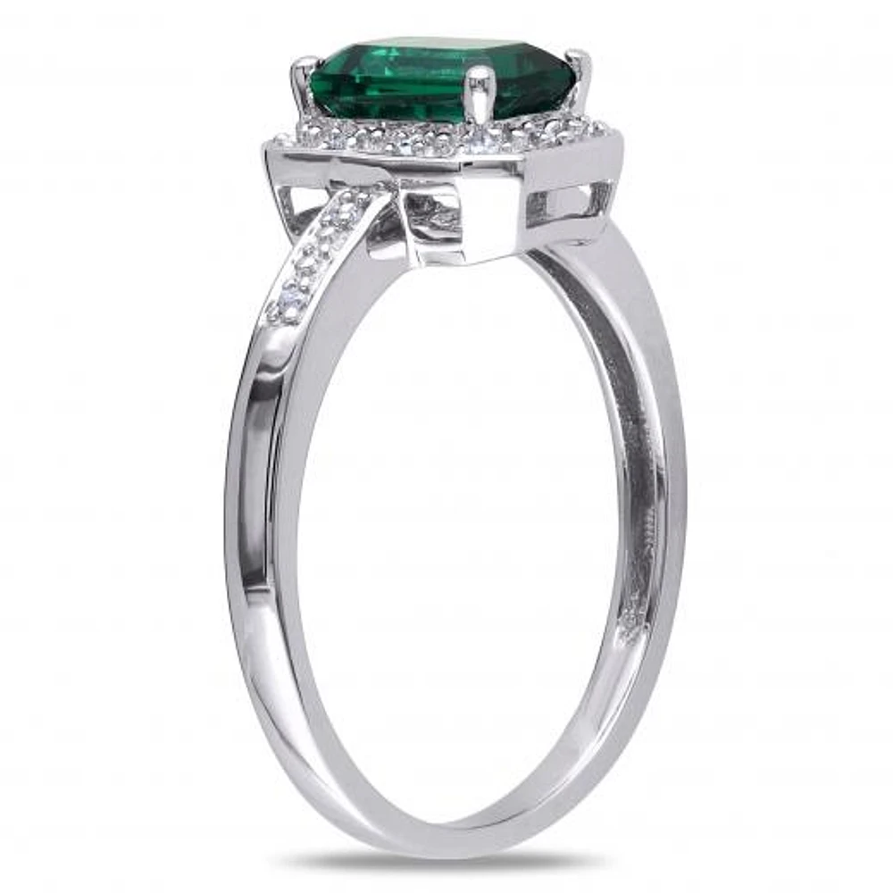 Julianna B 10K White Gold Created Emerald & 0.06CTW Diamond Ring