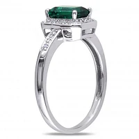 Julianna B 10K White Gold Created Emerald & 0.06CTW Diamond Ring