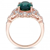 Julianna B 10K Rose Gold Created Emerald & 0.2CTW Diamond Ring