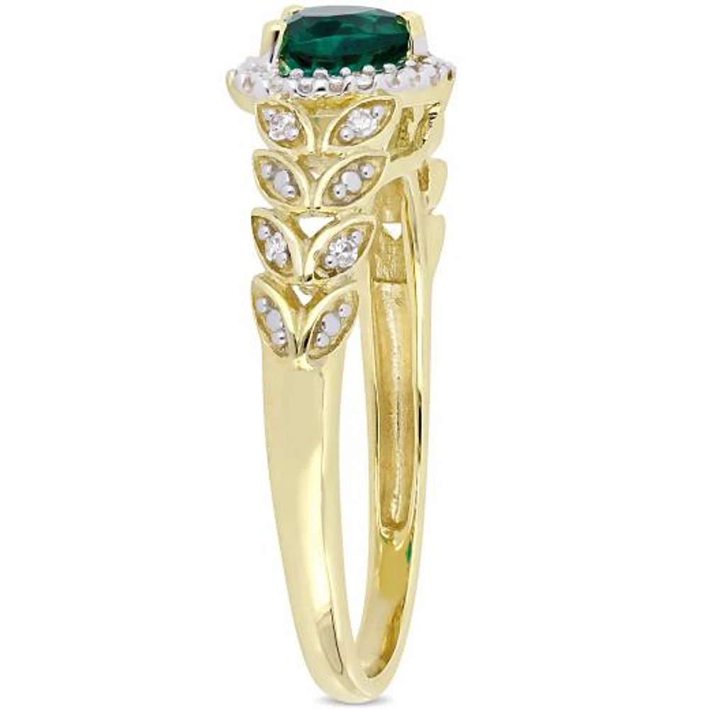 Julianna B 10K Yellow Gold Created Emerald & 0.06CTW Diamond Ring
