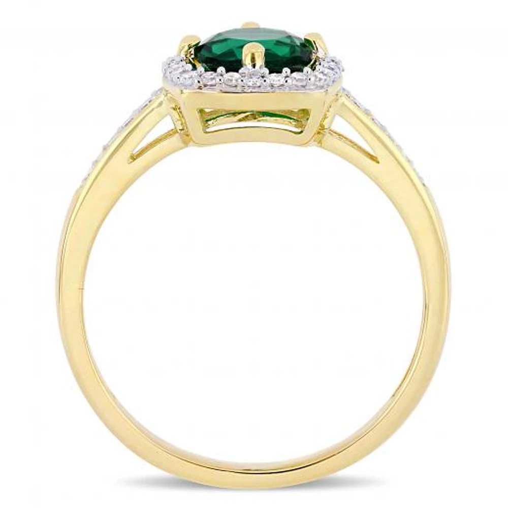 Julianna B 10K Yellow Gold Created Emerald & 0.14CTW Diamond Ring