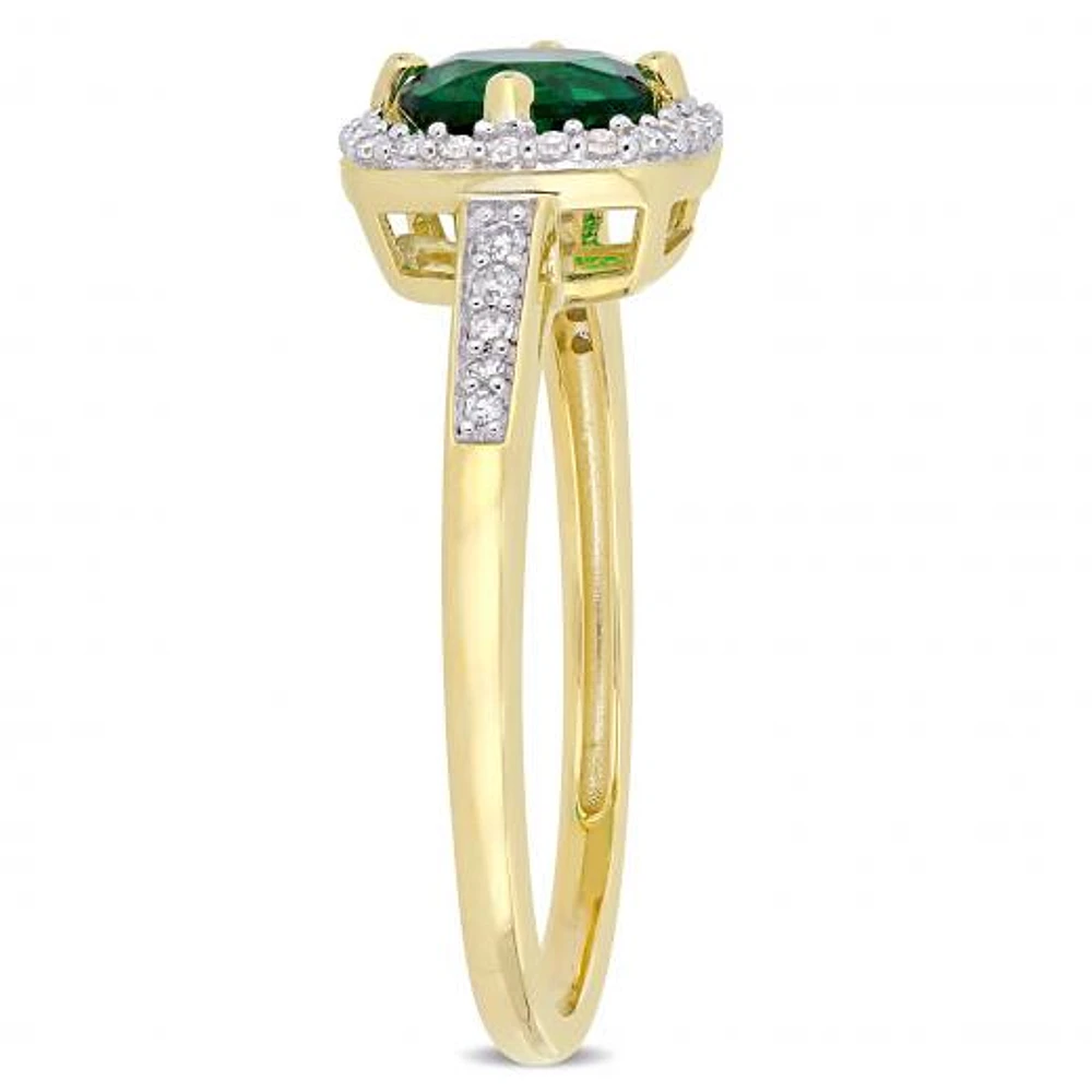 Julianna B 10K Yellow Gold Created Emerald & 0.14CTW Diamond Ring