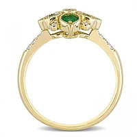 Julianna B 14K Yellow Gold Emerald & 0.10CTW Diamond Ring