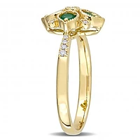 Julianna B 14K Yellow Gold Emerald & 0.10CTW Diamond Ring
