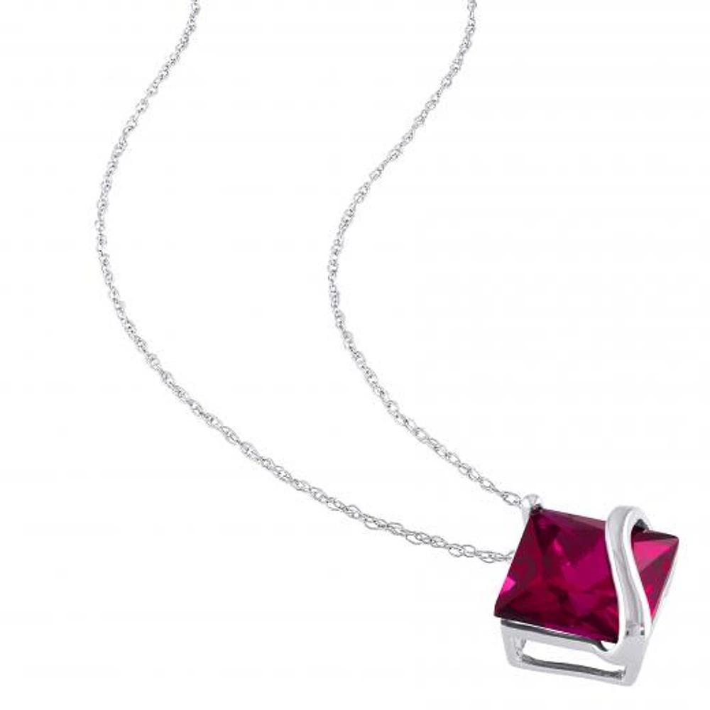 Julianna B 10k White Gold Created Ruby Pendant