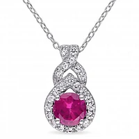 Julianna B Sterling Silver Created Ruby & Created White Sapphire Pendant