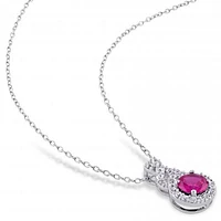 Julianna B Sterling Silver Created Ruby & Created White Sapphire Pendant