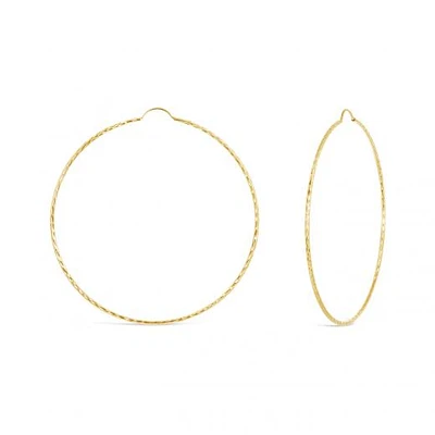 10K Yellow Gold 50mm Diamond Cut Hoop Earrings