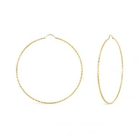 10K Yellow Gold 50mm Diamond Cut Hoop Earrings