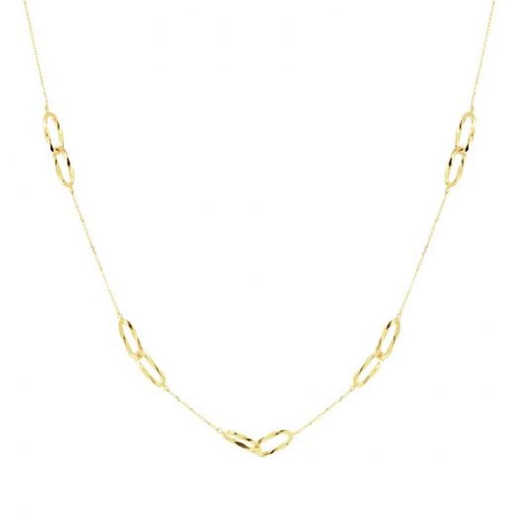 10K Yellow Gold Diamond Cut Paperclip Chain Necklace
